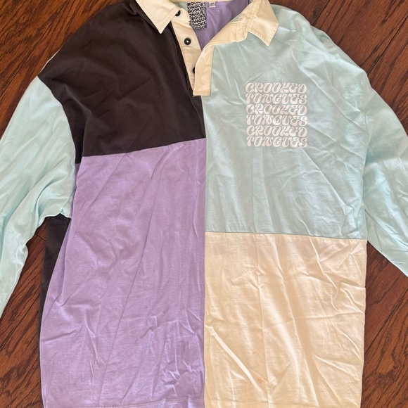 ASOS Men’s Crooked Tongues Colorblock Polo Long Sleeve Shirt  | Medium - Picture 2 of 6